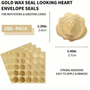 Gold Wax Seal Looking Heart Envelope Stickers