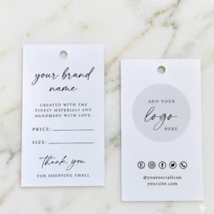 50 Custom Rectangle Tags with Punch Hole – Single & Double Side Printing